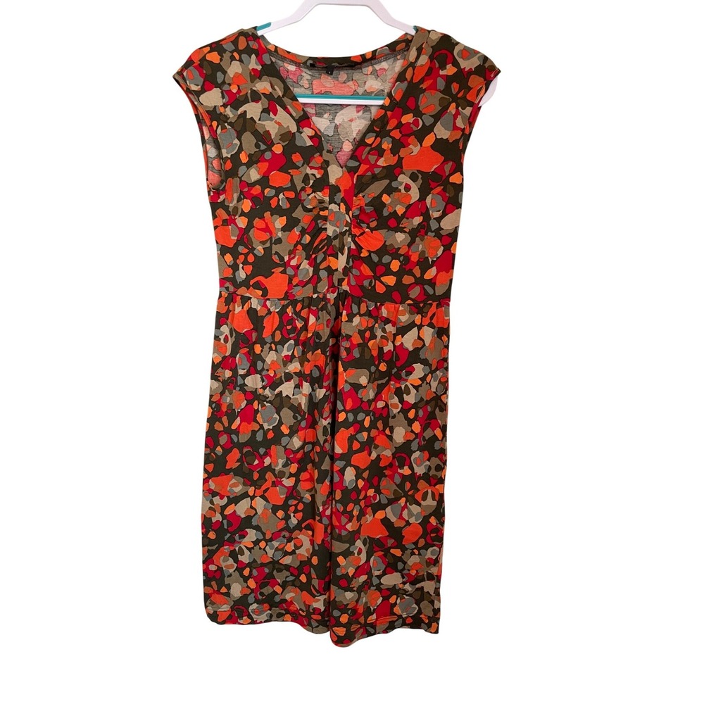 Weekend Max Mara Silk Cotton Jersey Dress Size S Olive Green Mosaic Print